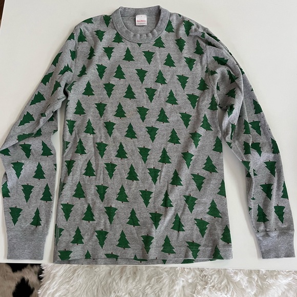 Hanna Andersson Grey Tannenbaum Tree Organic Long John Pajamas Womens size Small - Picture 6 of 6